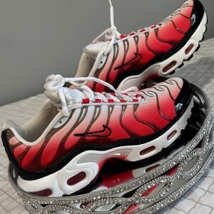 Nike Red and White Athletic Shoes Tn Air size 7Y